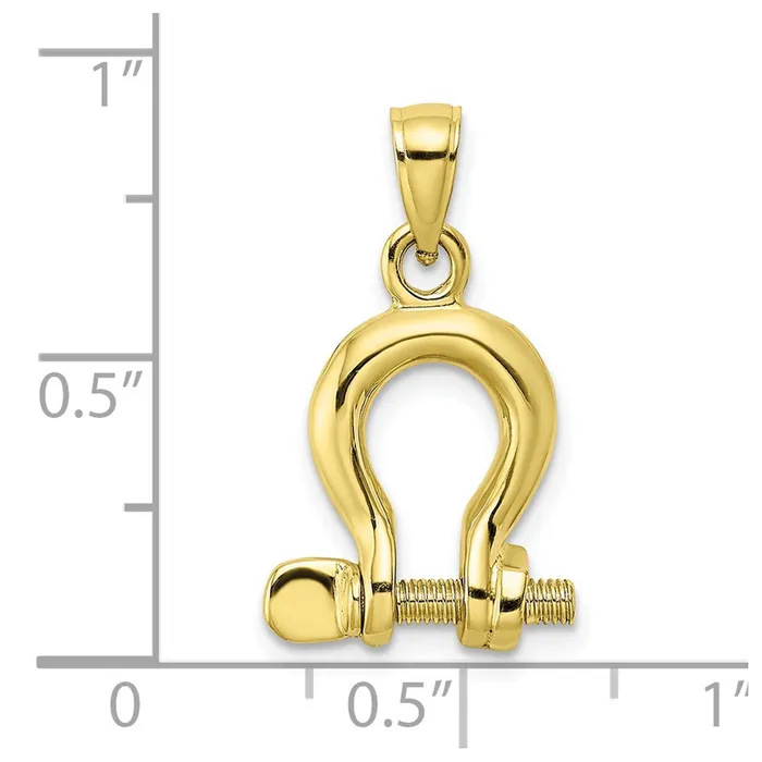 TreasureFineJewelers Charm Necklaces 10K 3D Medium Shackle Link Screw Charm
