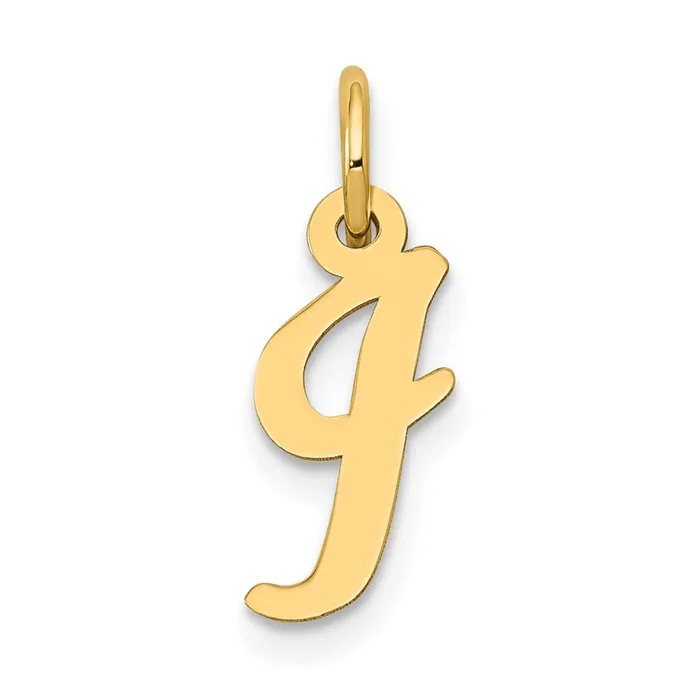 TreasureFineJewelers Charm Necklaces 10k Yellow Gold Small Script Initial I Charm