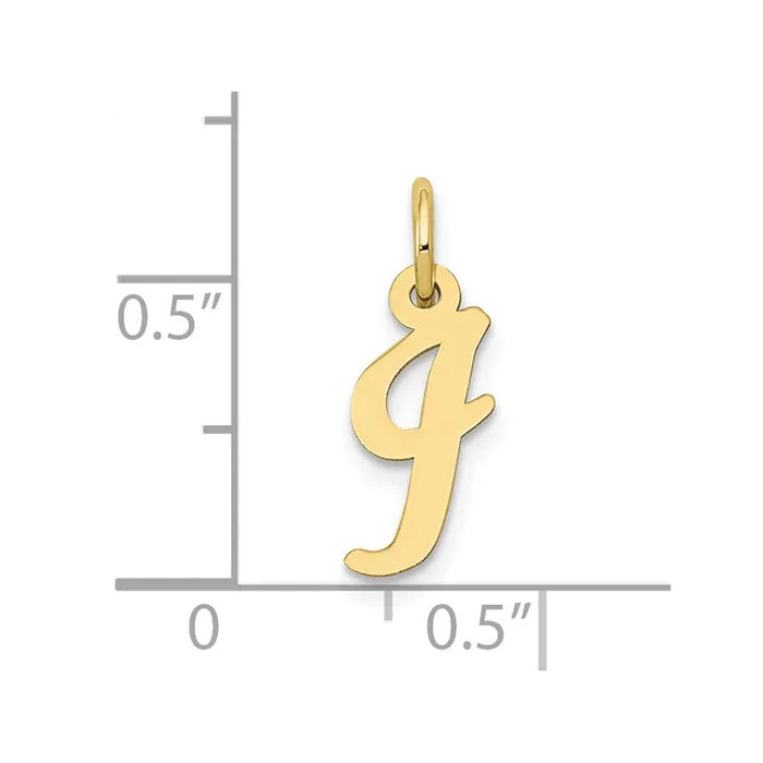 TreasureFineJewelers Charm Necklaces 10k Yellow Gold Small Script Initial I Charm