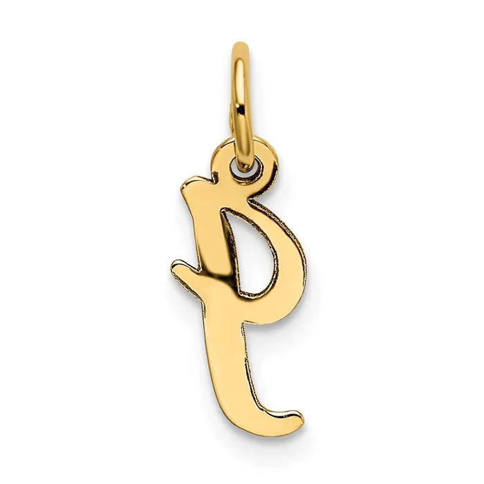 TreasureFineJewelers Charm Necklaces 10k Yellow Gold Small Script Initial I Charm