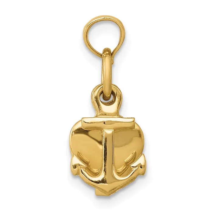 TreasureFineJewelers Charm Necklaces 14K 3D Faith Hope and Charity Charm