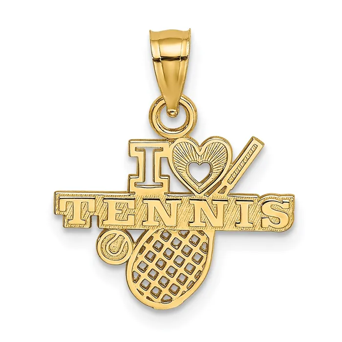 TreasureFineJewelers Charm Necklaces 14K I HEART TENNIS Charm