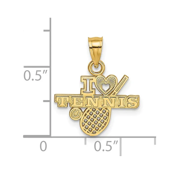 TreasureFineJewelers Charm Necklaces 14K I HEART TENNIS Charm