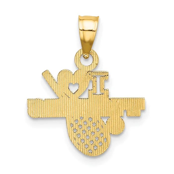 TreasureFineJewelers Charm Necklaces 14K I HEART TENNIS Charm