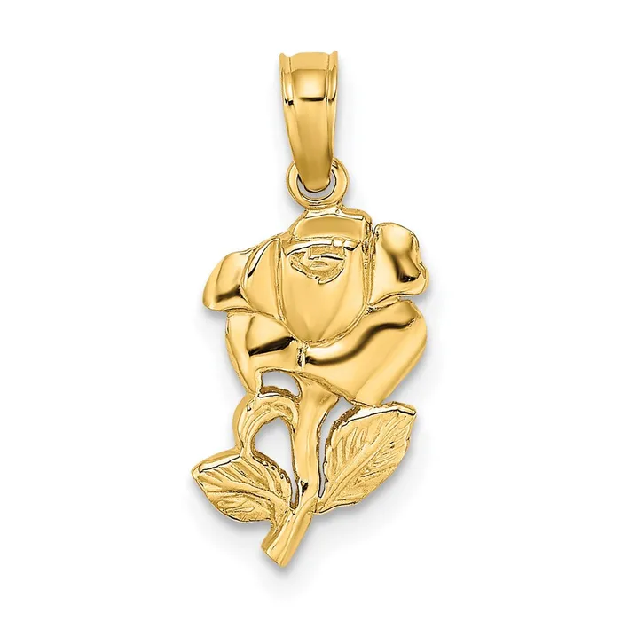 TreasureFineJewelers Charm Necklaces 14K Polished Rose Charm