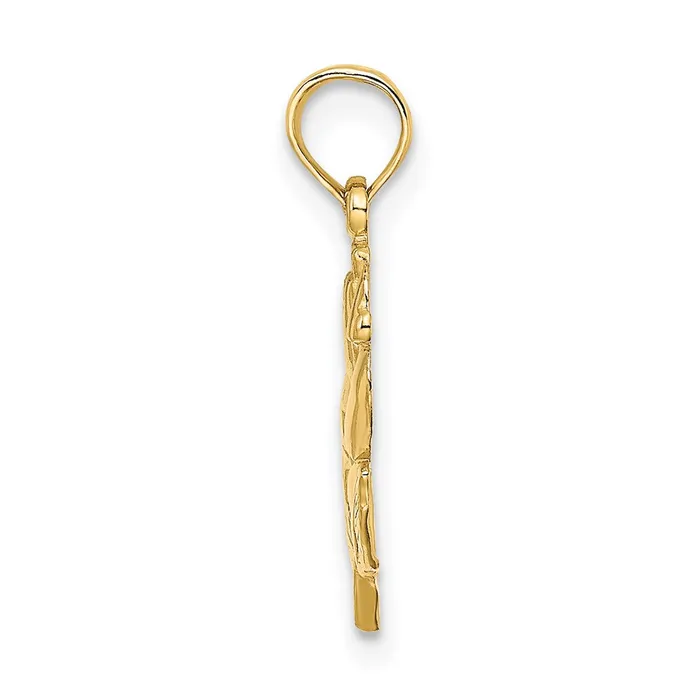 TreasureFineJewelers Charm Necklaces 14K Polished Rose Charm