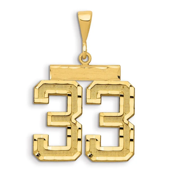 TreasureFineJewelers Charm Necklaces 14k Small Brushed Diamondcut Number 33 Charm TreasureFineJewelers Charm Necklaces 14k Small Brushed Diamondcut Number 33 Charm