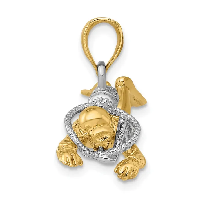 TreasureFineJewelers Charm Necklaces 14K wRhodium 3D Male Scuba Diver Charm