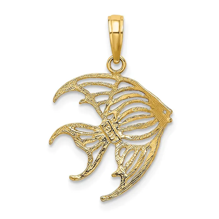 TreasureFineJewelers Charm Necklaces 14k w Rhodium CutOut Angelfish Charm