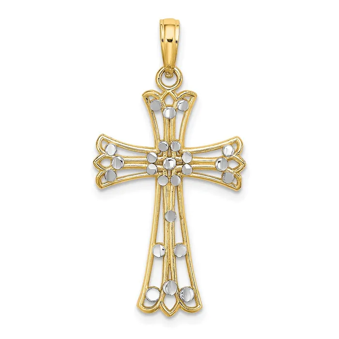 TreasureFineJewelers Charm Necklaces 14K w Rhodium DC Cross Charm