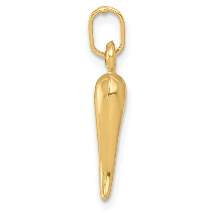 TreasureFineJewelers Charm Necklaces 14k Yellow Gold Hollow Italian Horn Charm