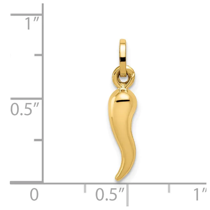 TreasureFineJewelers Charm Necklaces 14k Yellow Gold Hollow Italian Horn Charm