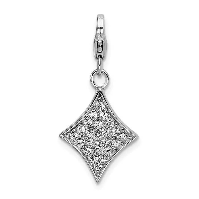 TreasureFineJewelers Charm Necklaces SS RH Enameled 3D Diamond wLobster Clasp Charm TreasureFineJewelers Charm Necklaces SS RH Enameled 3D Diamond wLobster Clasp Charm