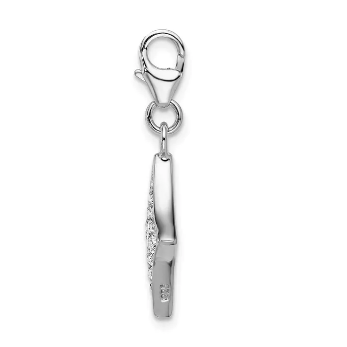 TreasureFineJewelers Charm Necklaces SS RH Enameled 3D Diamond wLobster Clasp Charm