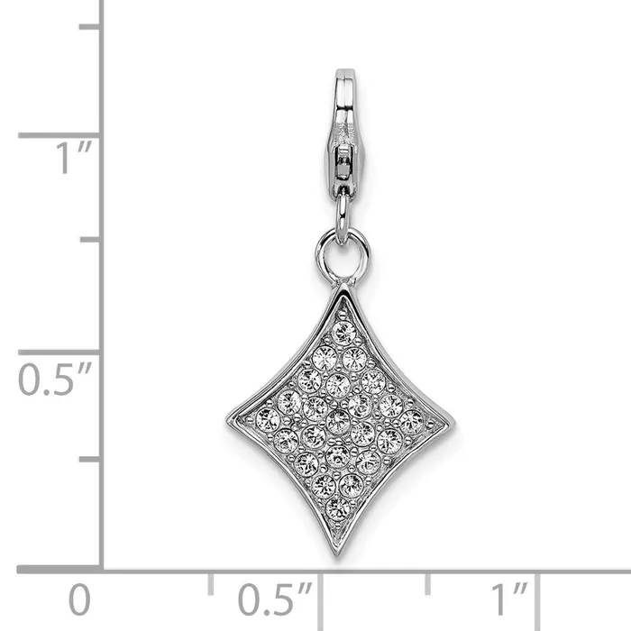 TreasureFineJewelers Charm Necklaces SS RH Enameled 3D Diamond wLobster Clasp Charm
