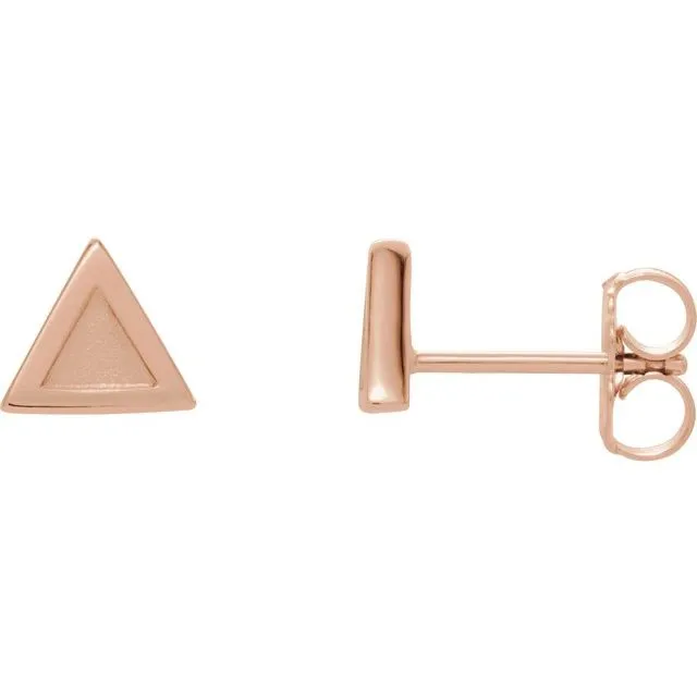 TreasureFineJewelers Earrings 14K Rose Gold Petite Triangle Earrings