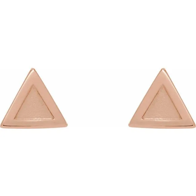 TreasureFineJewelers Earrings 14K Rose Gold Petite Triangle Earrings