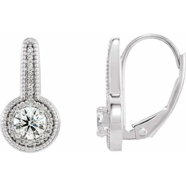 TreasureFineJewelers Earrings 14K White 58 CTW Diamond Milgrain HaloStyle Dangle Earrings TreasureFineJewelers Earrings 14K White 58 CTW Diamond Milgrain HaloStyle Dangle Earrings