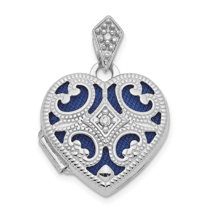 TreasureFineJewelers Earrings 14k White Gold Diamond Vintage 15mm Heart Locket TreasureFineJewelers Earrings 14k White Gold Diamond Vintage 15mm Heart Locket
