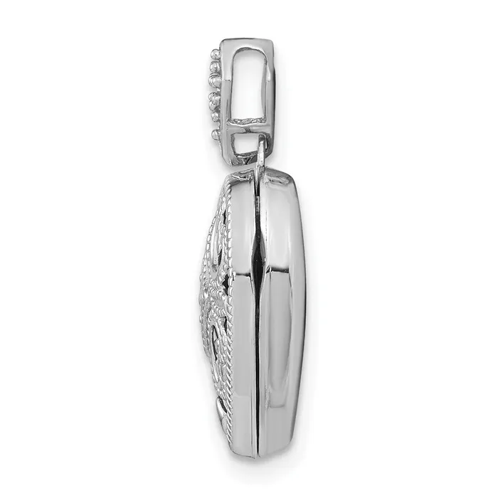 TreasureFineJewelers Earrings 14k White Gold Diamond Vintage 15mm Heart Locket