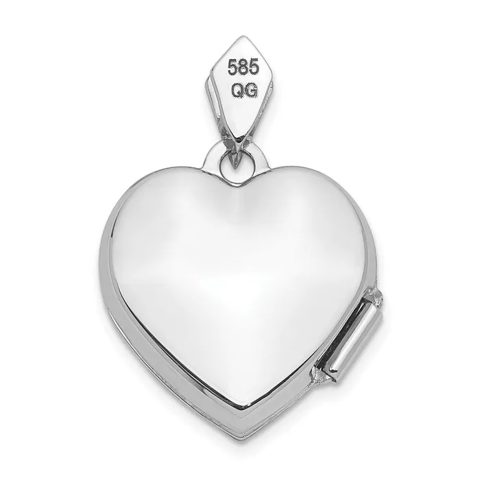 TreasureFineJewelers Earrings 14k White Gold Diamond Vintage 15mm Heart Locket