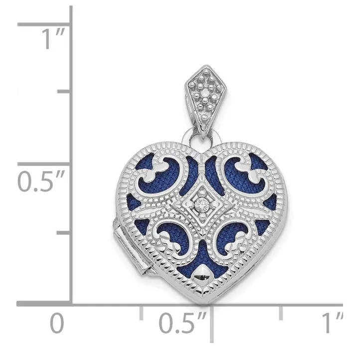 TreasureFineJewelers Earrings 14k White Gold Diamond Vintage 15mm Heart Locket