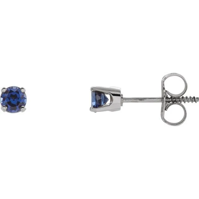TreasureFineJewelers Earrings 14K White Gold LabGrown Blue Sapphire Youth Earrings TreasureFineJewelers Earrings 14K White Gold LabGrown Blue Sapphire Youth Earrings