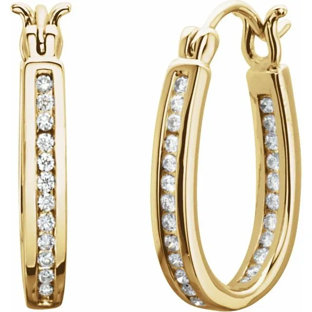 TreasureFineJewelers Earrings 14K Yellow 13 CTW Diamond InsideOutside 137 mm Hoop Earrings TreasureFineJewelers Earrings 14K Yellow 13 CTW Diamond InsideOutside 137 mm Hoop Earrings