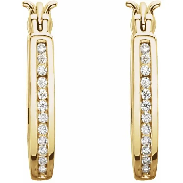 TreasureFineJewelers Earrings 14K Yellow 13 CTW Diamond InsideOutside 137 mm Hoop Earrings