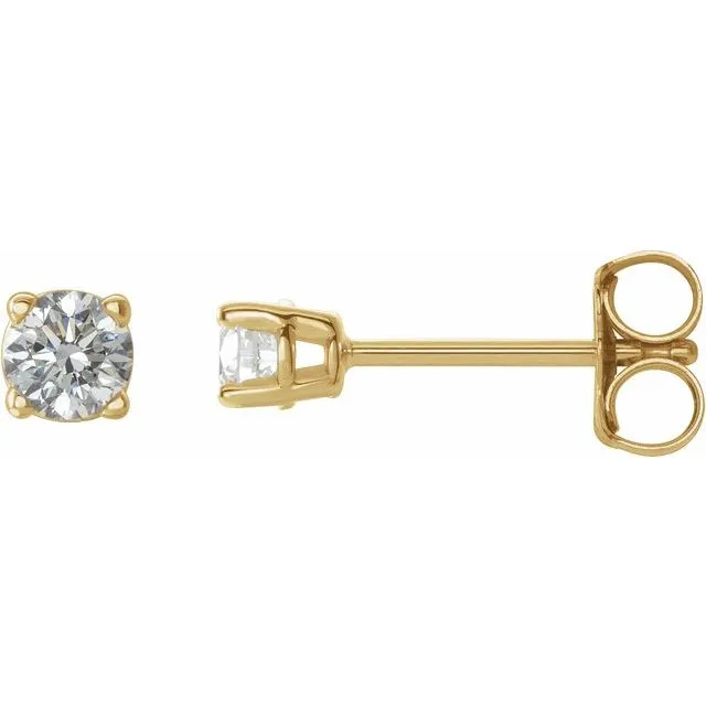 TreasureFineJewelers Earrings 14K Yellow Gold 15 CTW Natural Diamond Stud Earrings with Friction Post