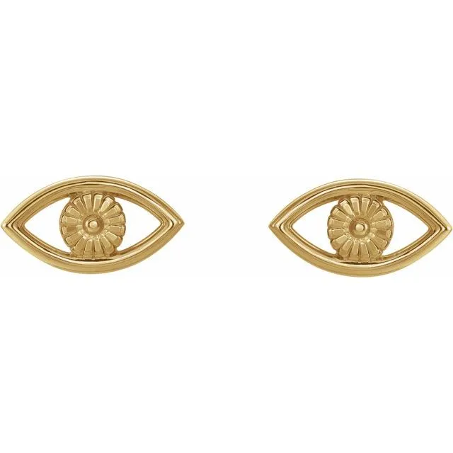 TreasureFineJewelers Earrings 14K Yellow Gold Evil Eye Earrings