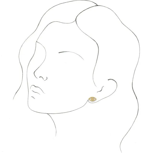 TreasureFineJewelers Earrings 14K Yellow Gold Evil Eye Earrings