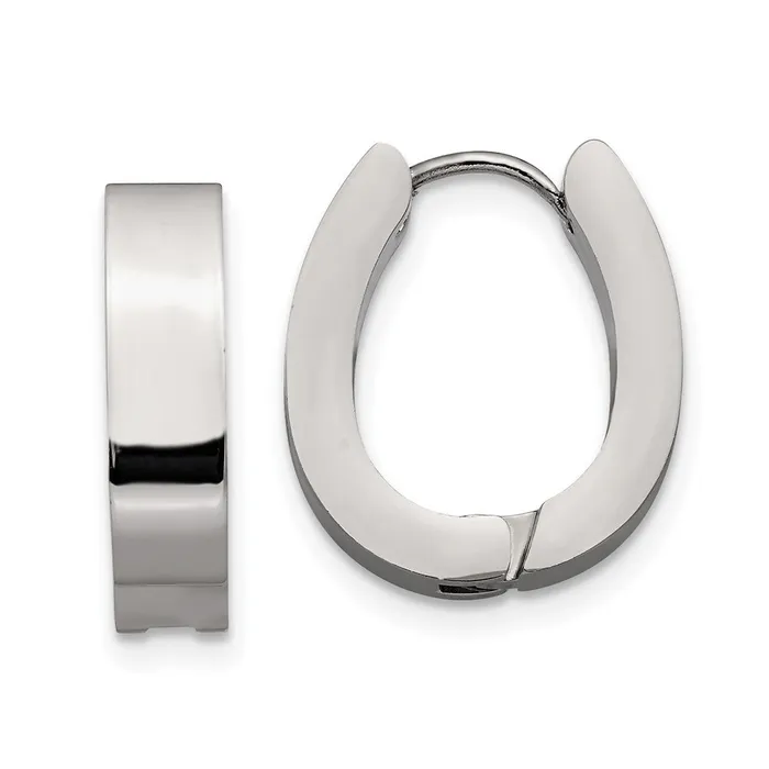TreasureFineJewelers Earrings Stainless Steel Polished 4mm Hinged Hoop Earrings TreasureFineJewelers Earrings Stainless Steel Polished 4mm Hinged Hoop Earrings