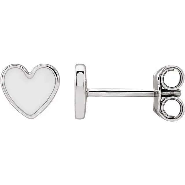 TreasureFineJewelers Earrings Sterling Silver 59x55 mm White Enamel Heart Earrings TreasureFineJewelers Earrings Sterling Silver 59x55 mm White Enamel Heart Earrings