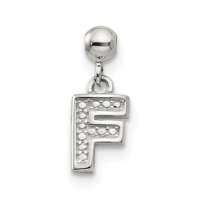 TreasureFineJewelers Memento Sterling Silver Letter F Dangle Initial Charm Necklaces TreasureFineJewelers Memento Sterling Silver Letter F Dangle Initial Charm Necklaces