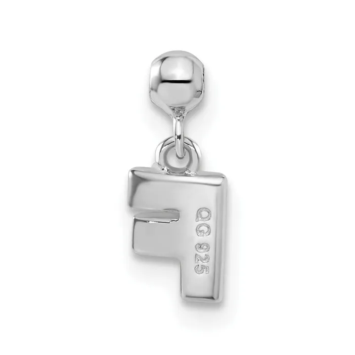 TreasureFineJewelers Memento Sterling Silver Letter F Dangle Initial Charm Necklaces