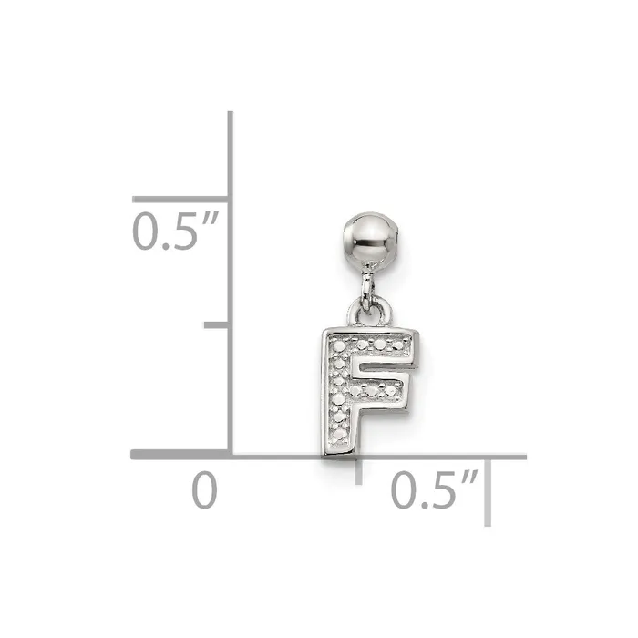 TreasureFineJewelers Memento Sterling Silver Letter F Dangle Initial Charm Necklaces