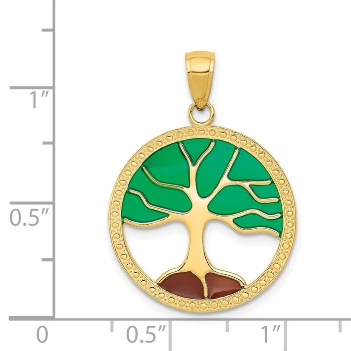 TreasureFineJewelers Necklaces 14K Enameled Tree of Life Pendant