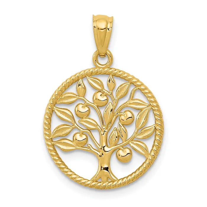 TreasureFineJewelers Necklaces 14k Polished Tree Of Life in Round Pendant TreasureFineJewelers Necklaces 14k Polished Tree Of Life in Round Pendant