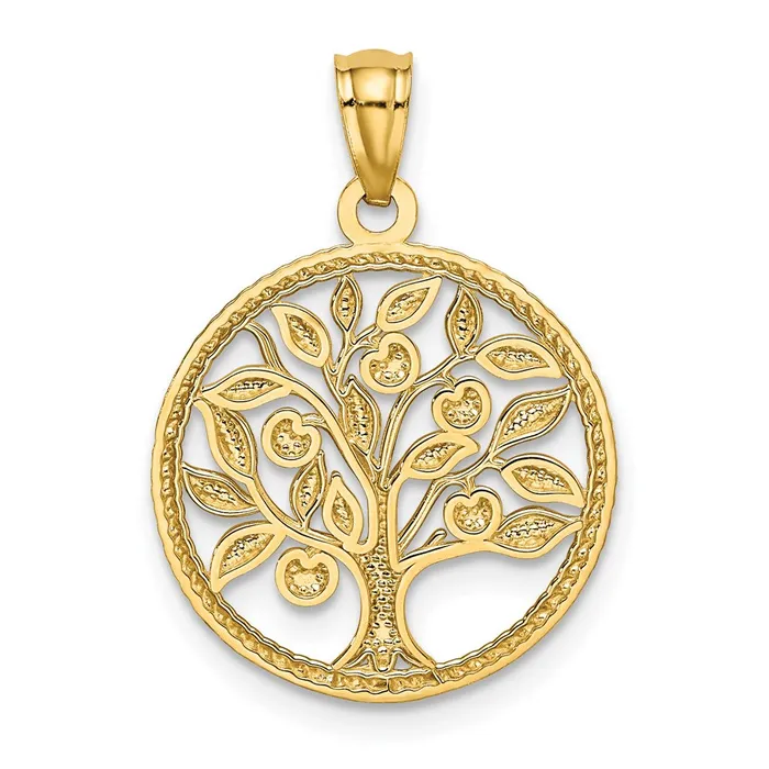 TreasureFineJewelers Necklaces 14k Polished Tree Of Life in Round Pendant