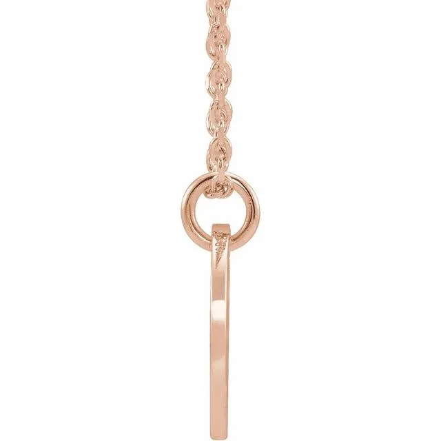 TreasureFineJewelers Necklaces 14K Rose Gold Initial C 10 mm Disc 1618 Necklace