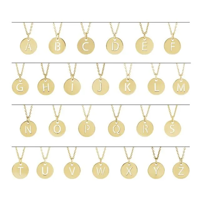 TreasureFineJewelers Necklaces 14K Rose Gold Initial C 10 mm Disc 1618 Necklace