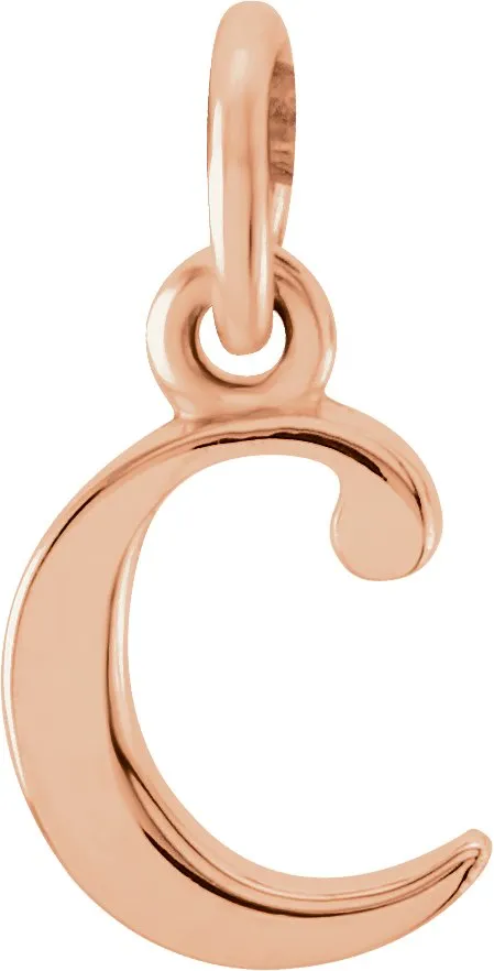 TreasureFineJewelers Necklaces 14K Rose Gold Lowercase Initial C Pendant