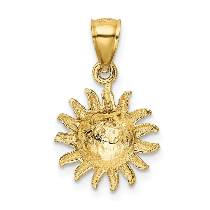 TreasureFineJewelers Necklaces 14k Satin Diamondcut Sun Pendant