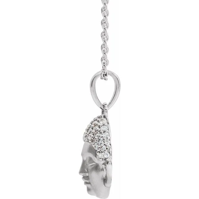 TreasureFineJewelers Necklaces 14K White Gold 18 CTW Natural Diamond Buddha 1618 Necklace