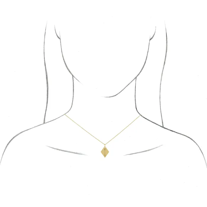 TreasureFineJewelers Necklaces 14K White Gold Engravable DiamondShaped 1618 Necklace