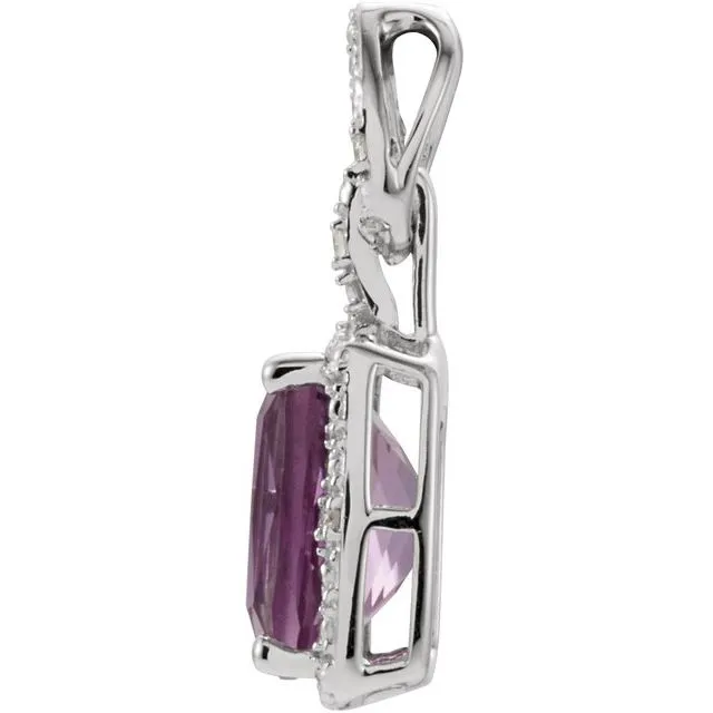 TreasureFineJewelers Necklaces 14K White Gold Natural Amethyst 025 CTW Natural Diamond Pendant