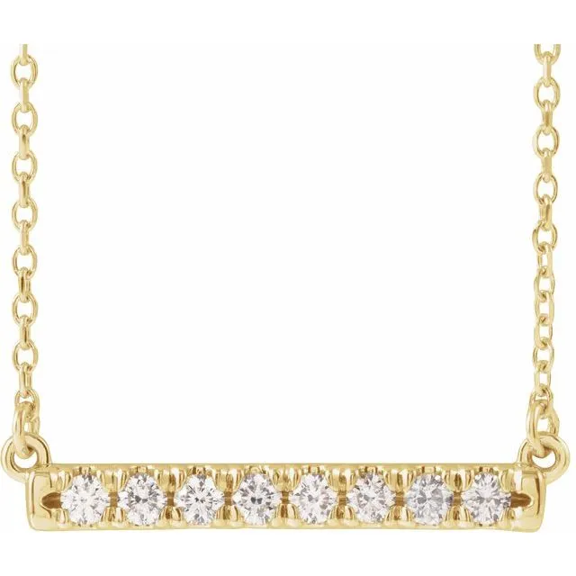 TreasureFineJewelers Necklaces 14K Yellow Gold 14 CTW Natural Diamond FrenchSet Bar 18 Necklace TreasureFineJewelers Necklaces 14K Yellow Gold 14 CTW Natural Diamond FrenchSet Bar 18 Necklace