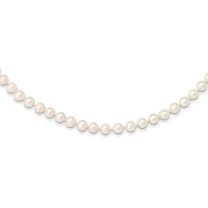 TreasureFineJewelers Necklaces 14k Yellow Gold 14k 67mm White Near Round Freshwater Cultured Pearl Necklace Chain