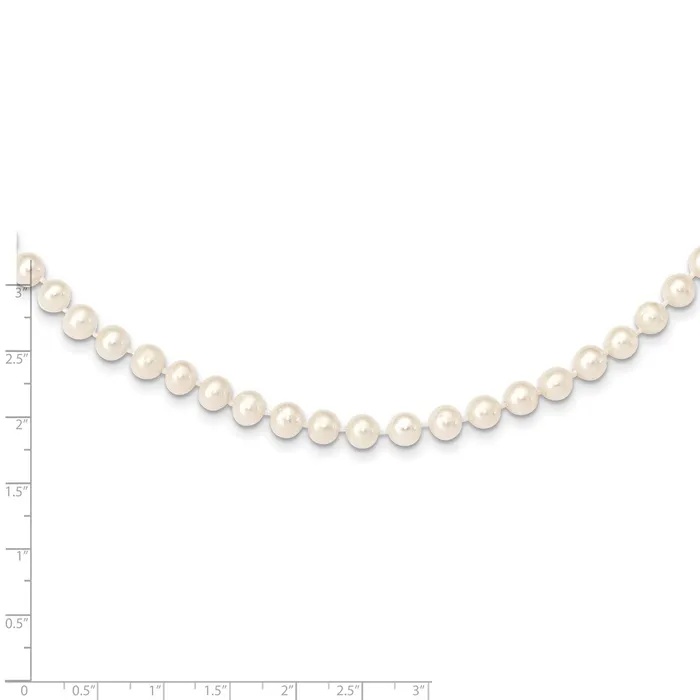 TreasureFineJewelers Necklaces 14k Yellow Gold 14k 67mm White Near Round Freshwater Cultured Pearl Necklace Chain